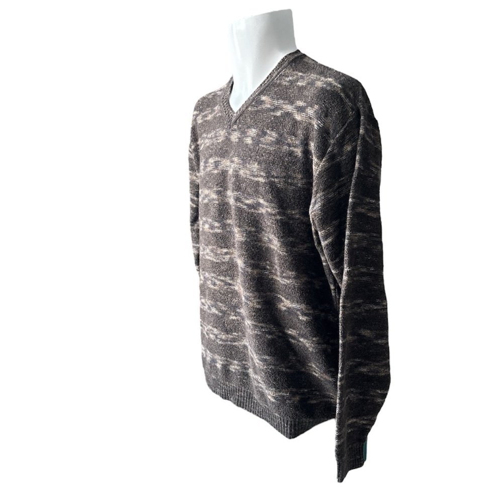 Zegna Lightweight Wool Blend V-Neck in an Earthy Multi-Tonal Knit - Size 50/M - Picture 6 of 14
